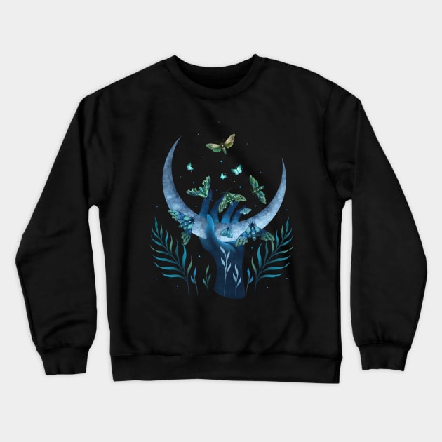 Moth Hand Crewneck Sweatshirt by Episodic Drawing